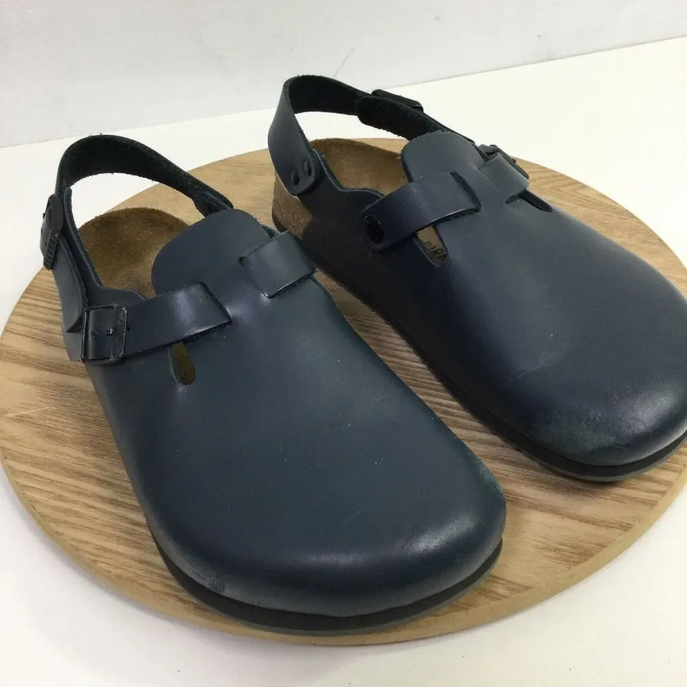 Birkenstock Women's Tokio Super Grip Professional Leather Clogs Blue Sz 8.5 - Picture 14 of 14